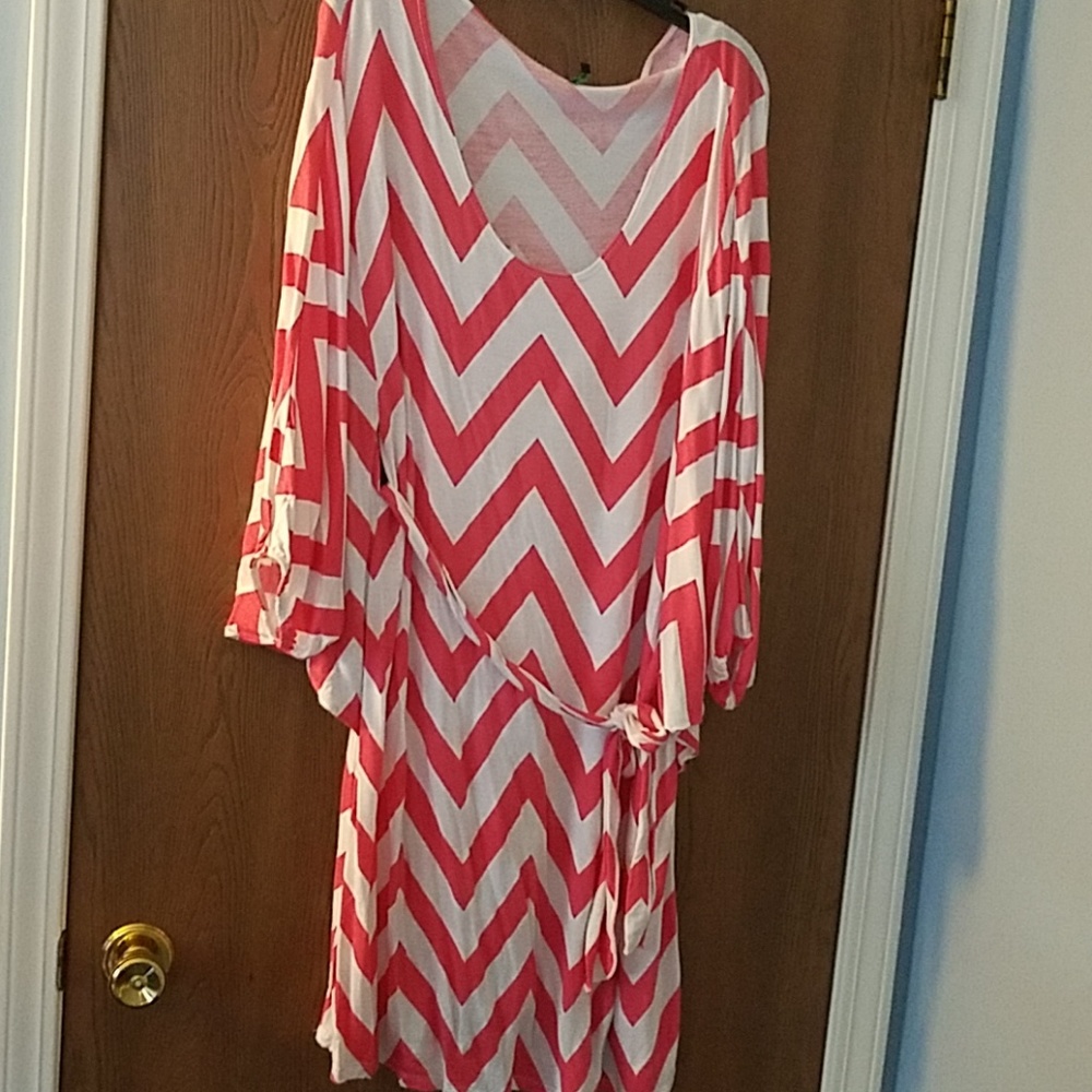 Pink and White Zigzag patterned dress